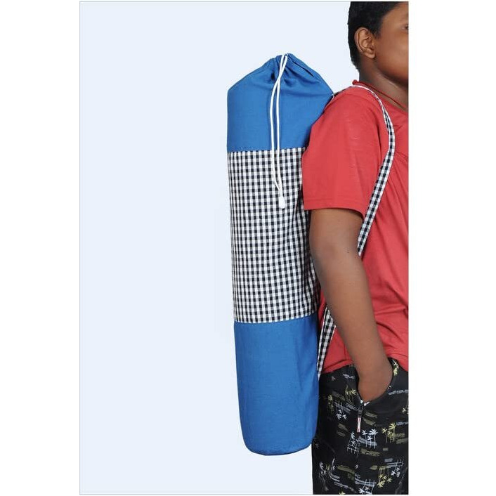 alemah Cotton Yoga Workout Mat Holder Cover Carry Bag only, with Draw String and Shoulder Strap 28  Length x 6  Dia, Blue (Pack of 4 Pieces)