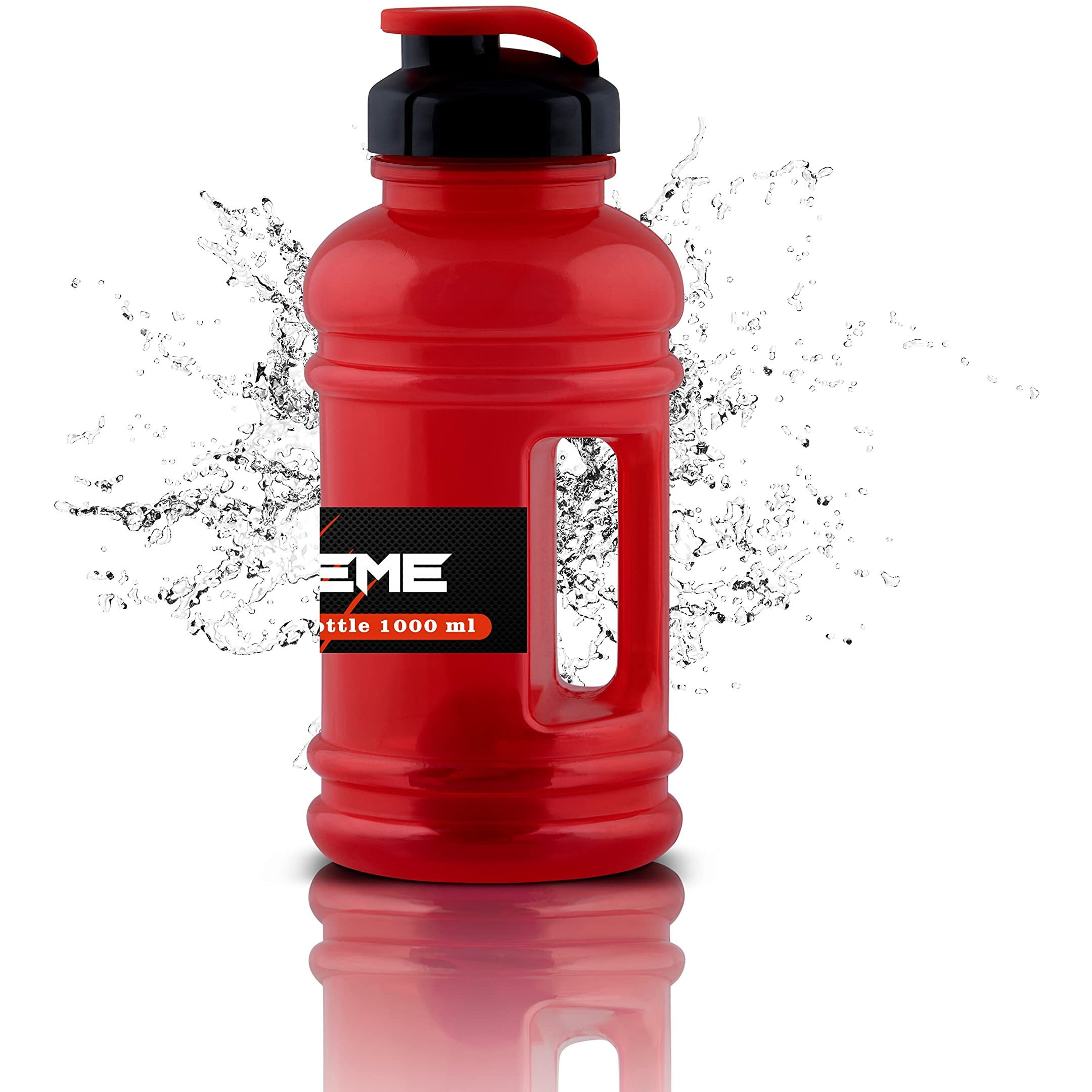 DOVEAZ XTREME Sports Water Bottles for Office use Protein Shaker Bottle Gallon Water Bottle (1 LTR)(1000 ml) with Mixer Ball (BPA-Free, Unbreakable, Freezer Safe) (RED)