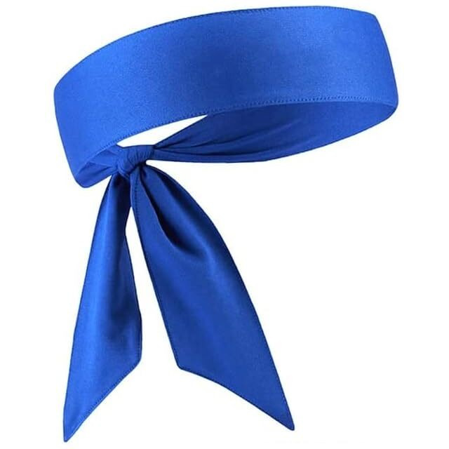 PAROPKAR Tie Headband Men Women Sweat Wicking Workout Running Sport Headhand Head Band for Cricket Yoga Golf Gym Camping RunningTennis (Royal Blue)