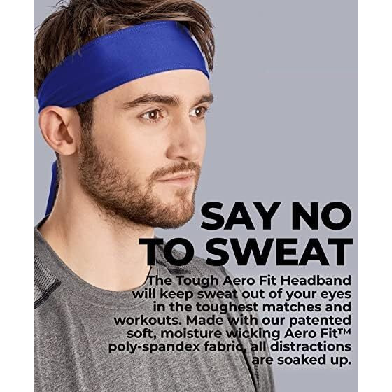 PAROPKAR Tie Headband Men Women Sweat Wicking Workout Running Sport Headhand Head Band for Cricket Yoga Golf Gym Camping RunningTennis (Royal Blue)