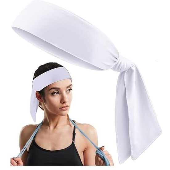 PAROPKAR Sports Fitness Yoga Headbands - Stretchy Polyester Sports Head Band (White)