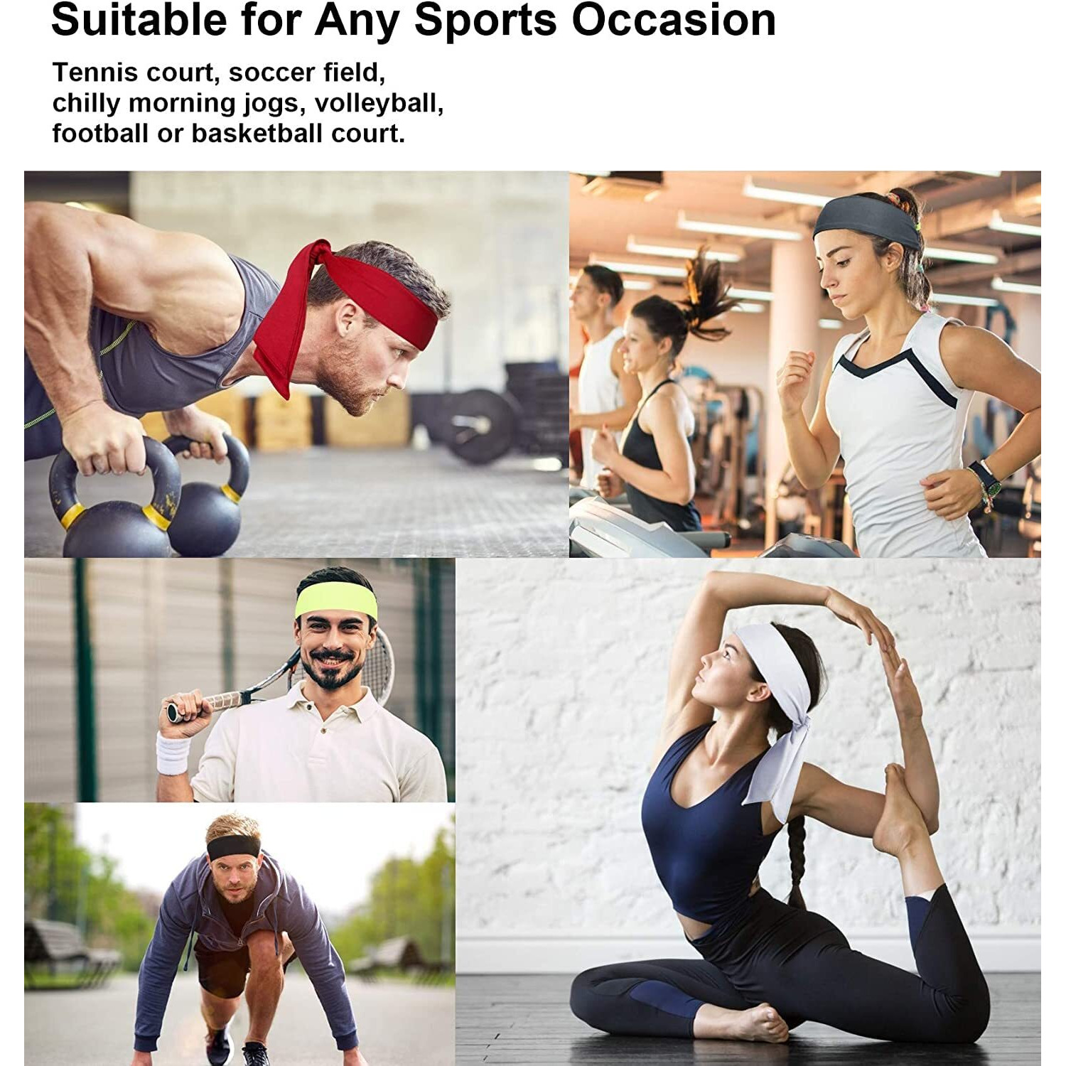 PAROPKAR Sports Fitness Yoga Headbands - Stretchy Polyester Sports Head Band (White)