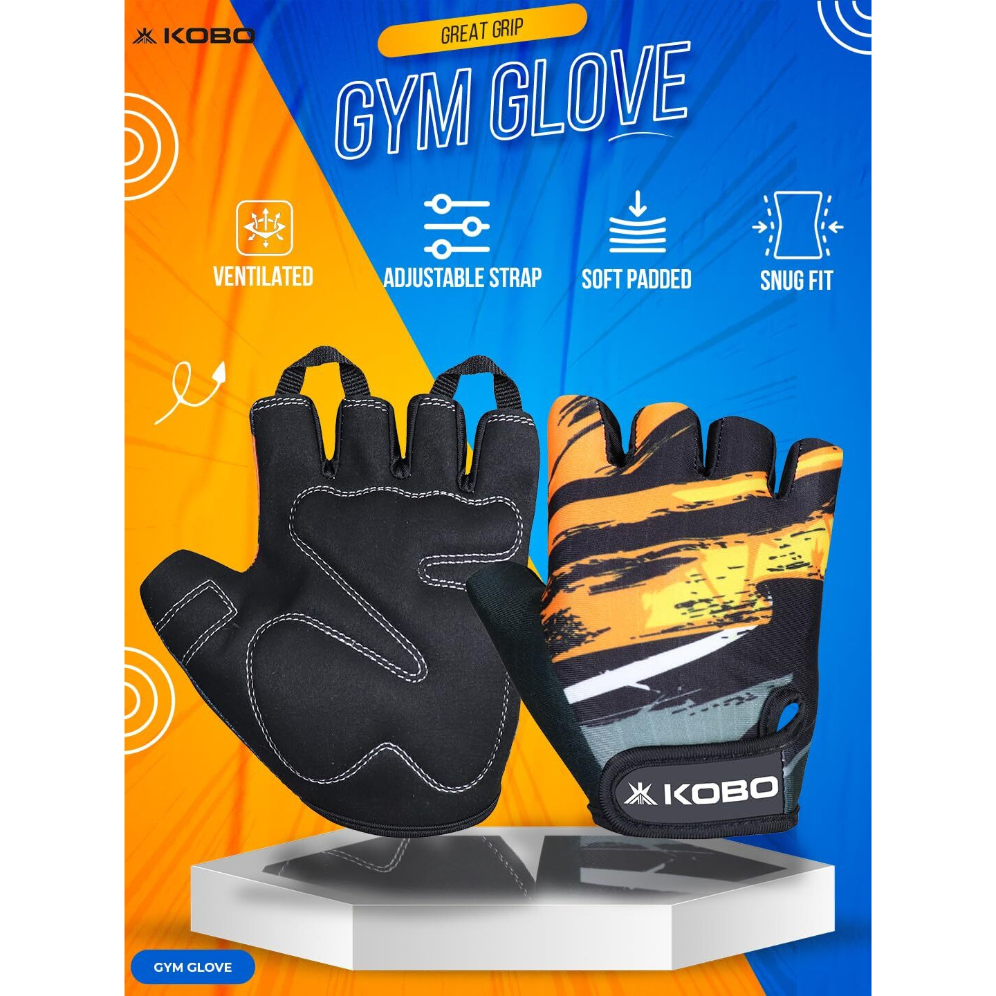 Kobo WTG-66 Weight Lifting Gym Gloves Hand Protector for Fitness Training