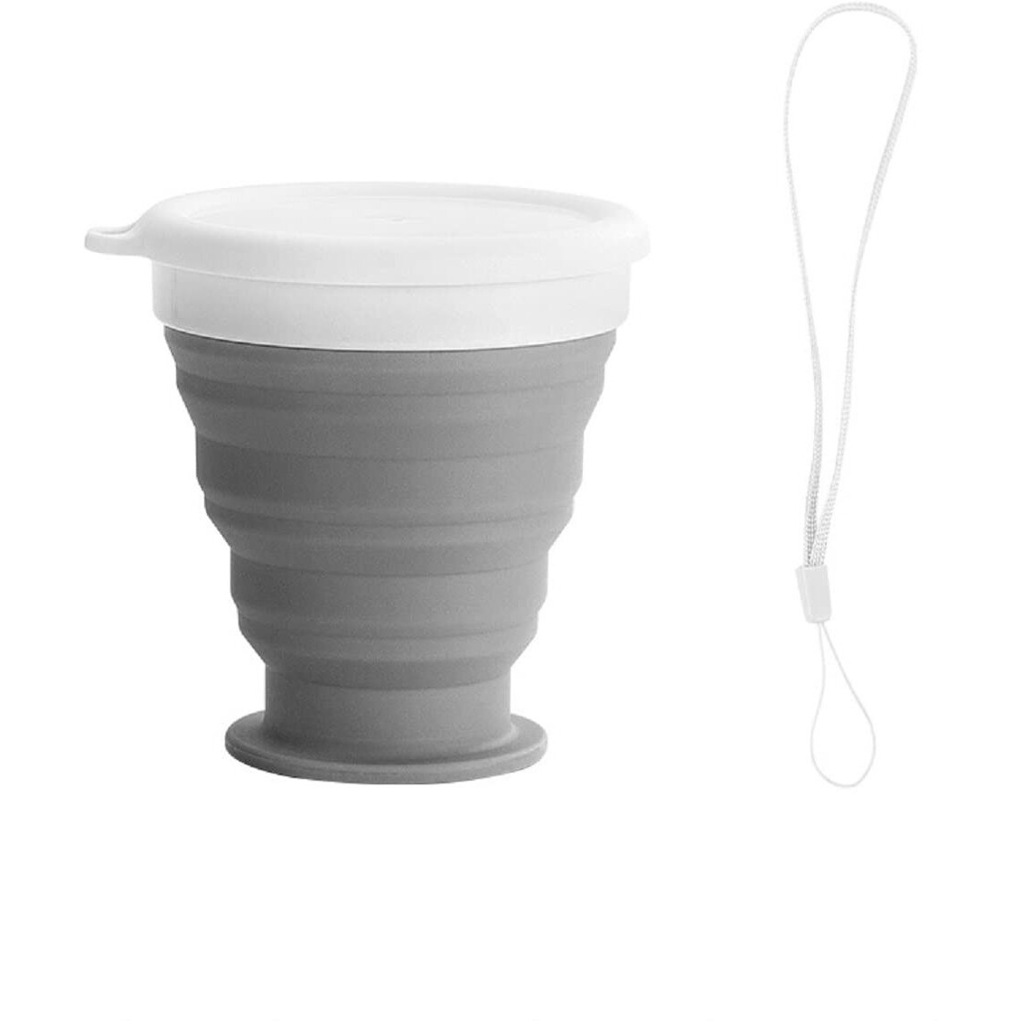 TASKHOUSE Collapsible Outdoor Travel Cup Silicone Folding Water Cups with Lids Reusable Drinking Glasses hot Cups Mug 200ml Pack of 1 (Black)