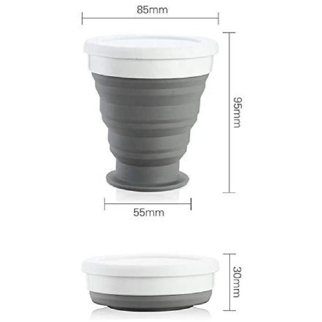 TASKHOUSE Collapsible Outdoor Travel Cup Silicone Folding Water Cups with Lids Reusable Drinking Glasses hot Cups Mug 200ml Pack of 1 (Black)