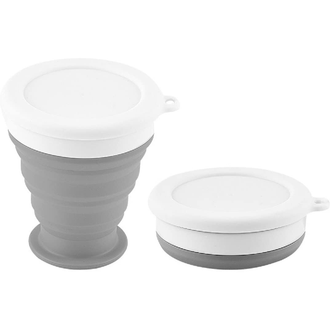 TASKHOUSE Collapsible Outdoor Travel Cup Silicone Folding Water Cups with Lids Reusable Drinking Glasses hot Cups Mug 200ml Pack of 1 (Black)