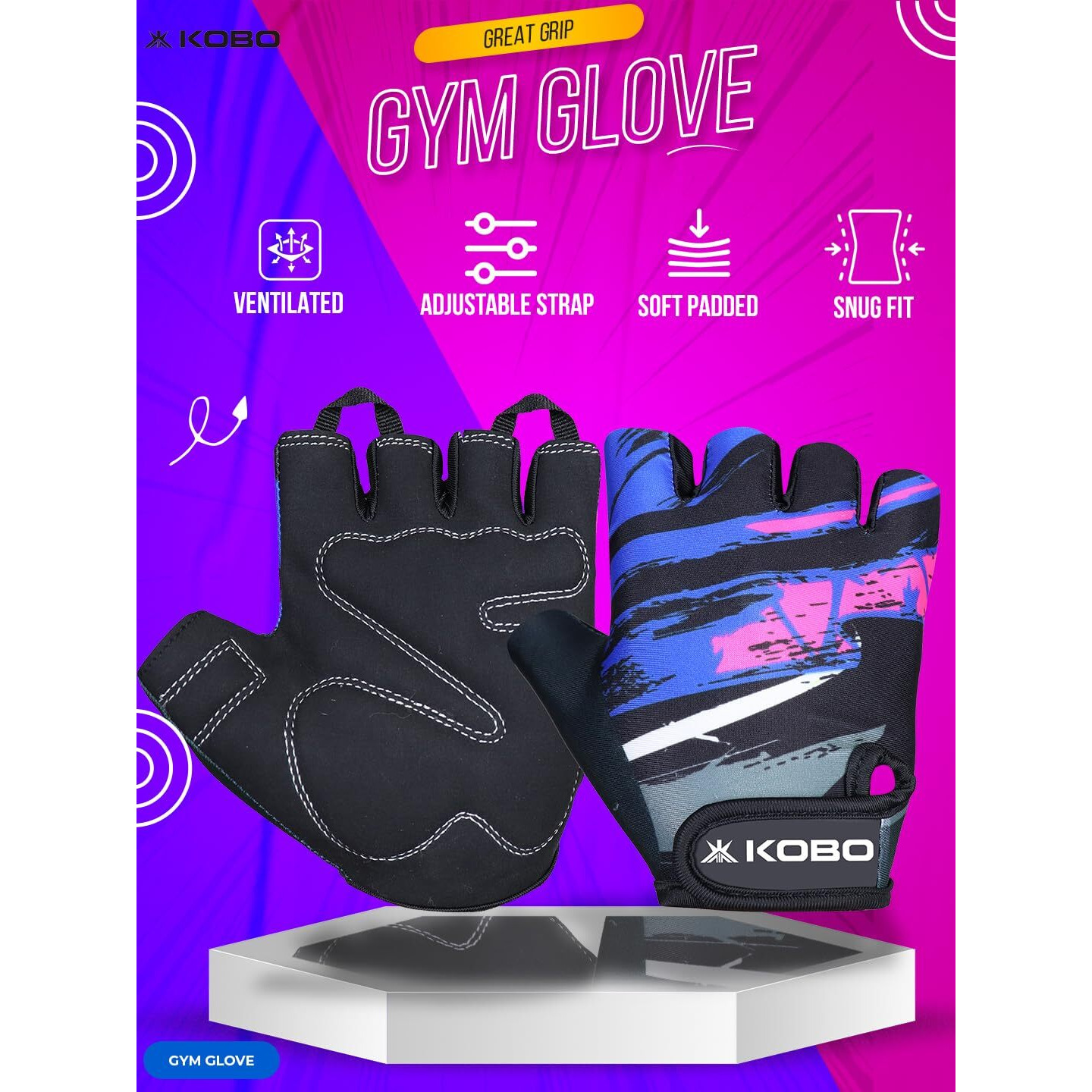 Kobo WTG-66 Weight Lifting Gym Gloves Hand Protector for Fitness Training
