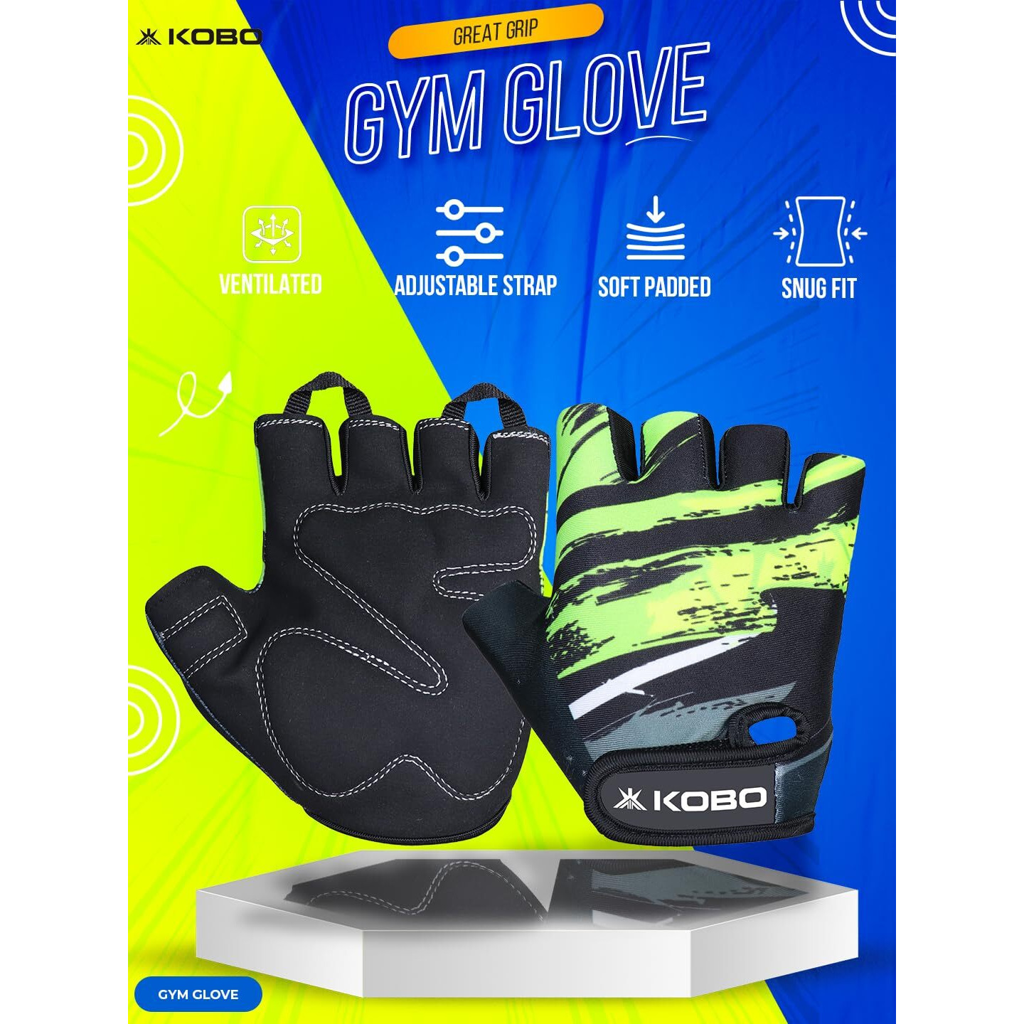 Kobo WTG-66 Weight Lifting Gym Gloves Hand Protector for Fitness Training