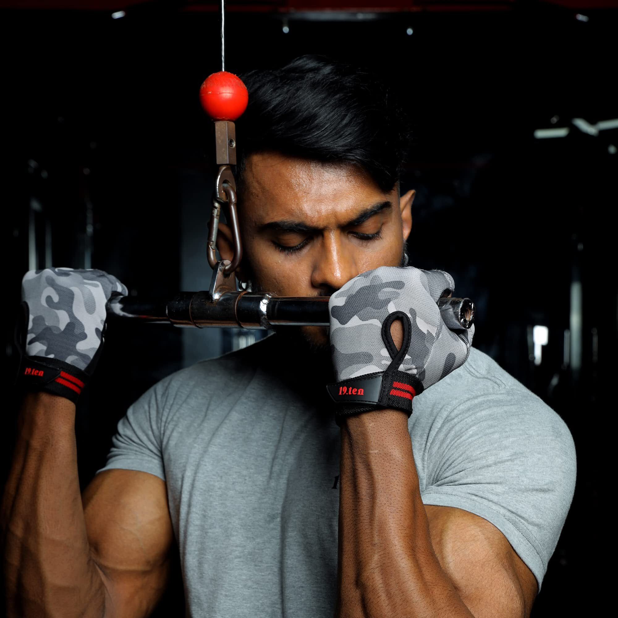 19.ten Leather Fingerless Sree Gloves for Gym Workout Crossfit Exercise Strength Training Wrist Wraps Protection Sports Gloves for Men and Women (Small, Wall Grey)