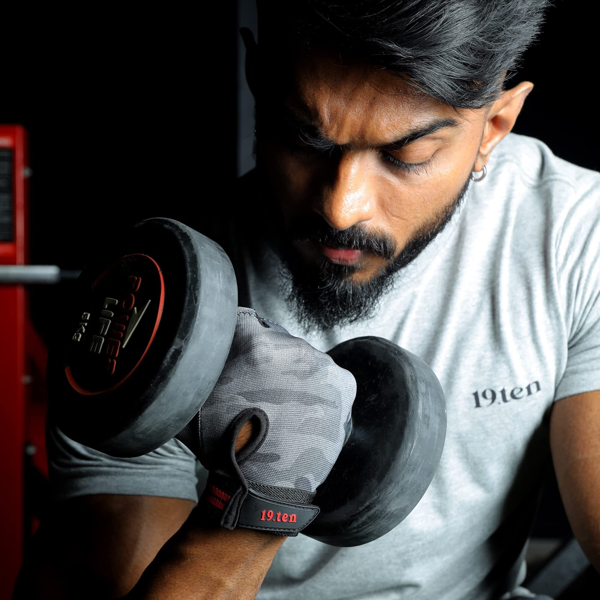19ten Vanguard from Sree Gloves for Men and Women Palm Protection Washable Leather Weightlifting Gym Fitness Workout Exercise Body Building Pull Ups Accessory (Medium, Wall Grey)