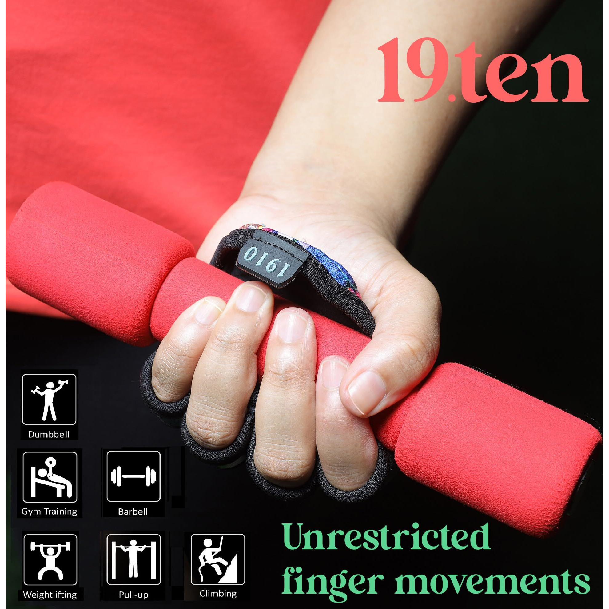 19.ten Leather Tarsus Palm Protector Fitness Grip Pads for Gym Exercise Fitness Workout Weight Lifting Training Gloves for Men Women (Medium, Rainbow)