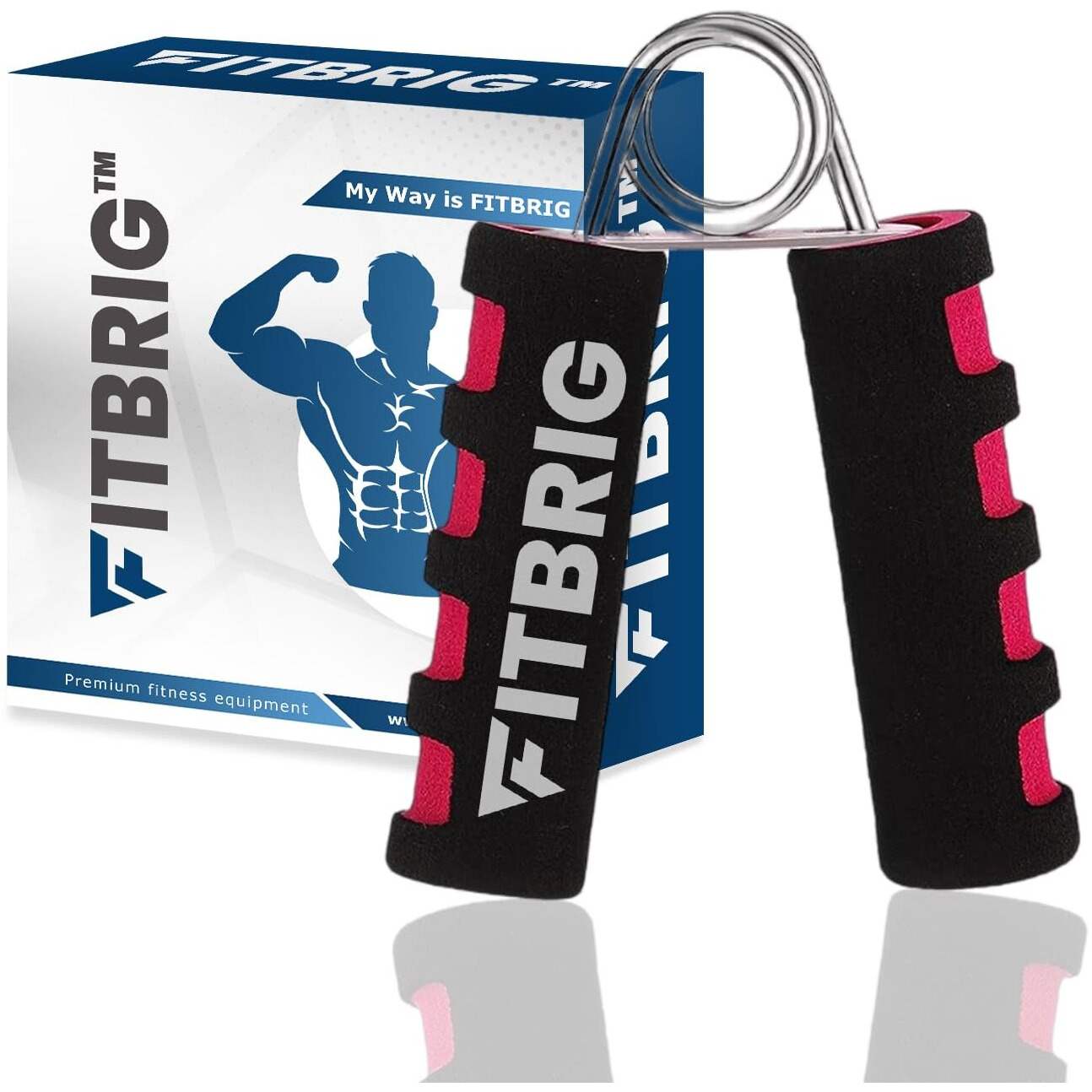 FITBRIG Power Hand Grip Strengthener with Foam Handle, Hand Gripper Finger Exerciser for Gym Workout Hand Exercise Equipment Forearm Exercise, Finger Exercise Power Gripper (Red)