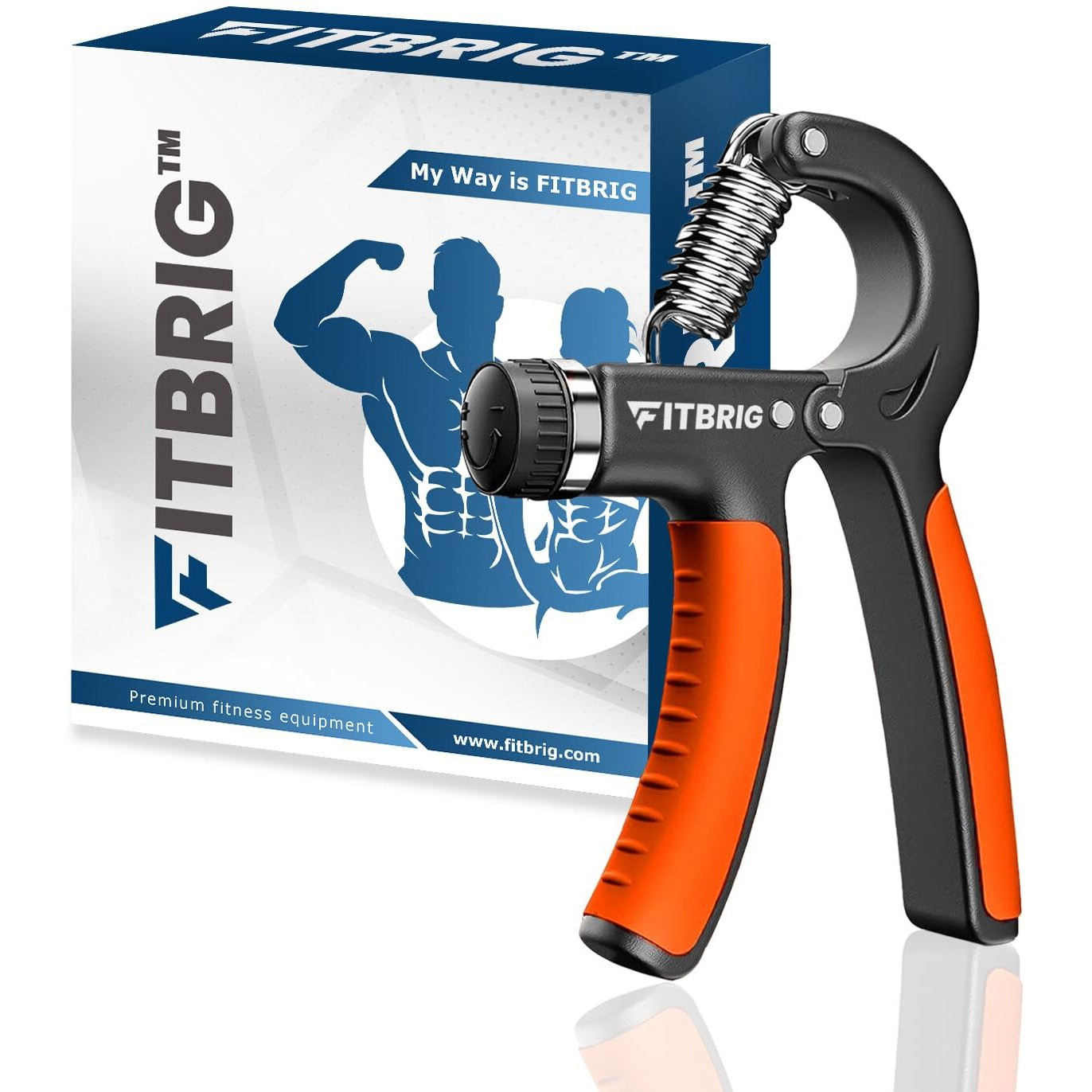 FITBRIG Professional Adjustable Hand Grip Strengthener Home Gym Workout Exercise Equipment Perfect for Finger & Forearm Hand Exercises & Strength Building for Men & Women (Orange)