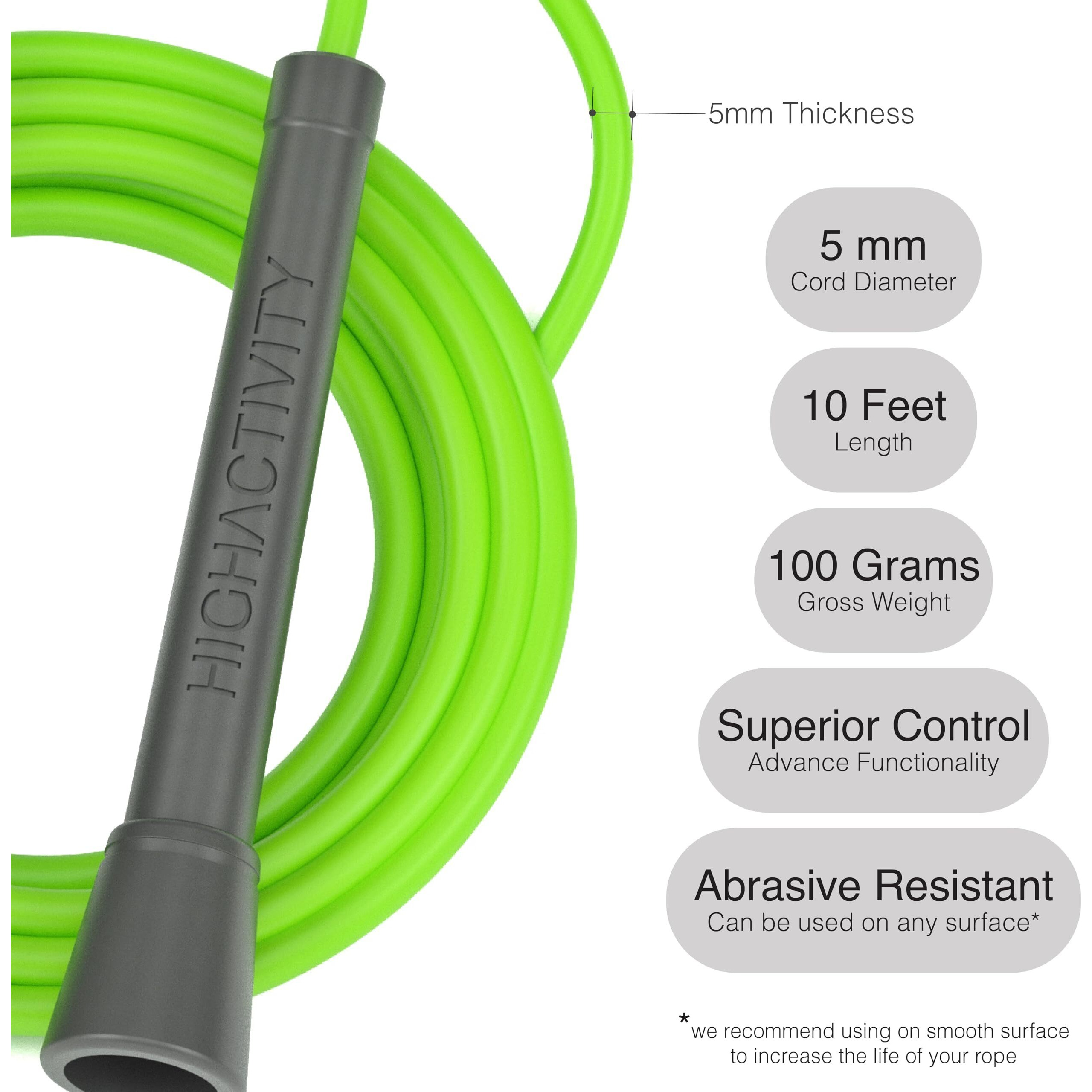 High Activity- Skipping Rope for Men and Women Jumping Rope With Adjustable Height Speed Skipping Rope for Exercise, Gym, Sports Fitness Adjustable Jump Rope (Neon Green)