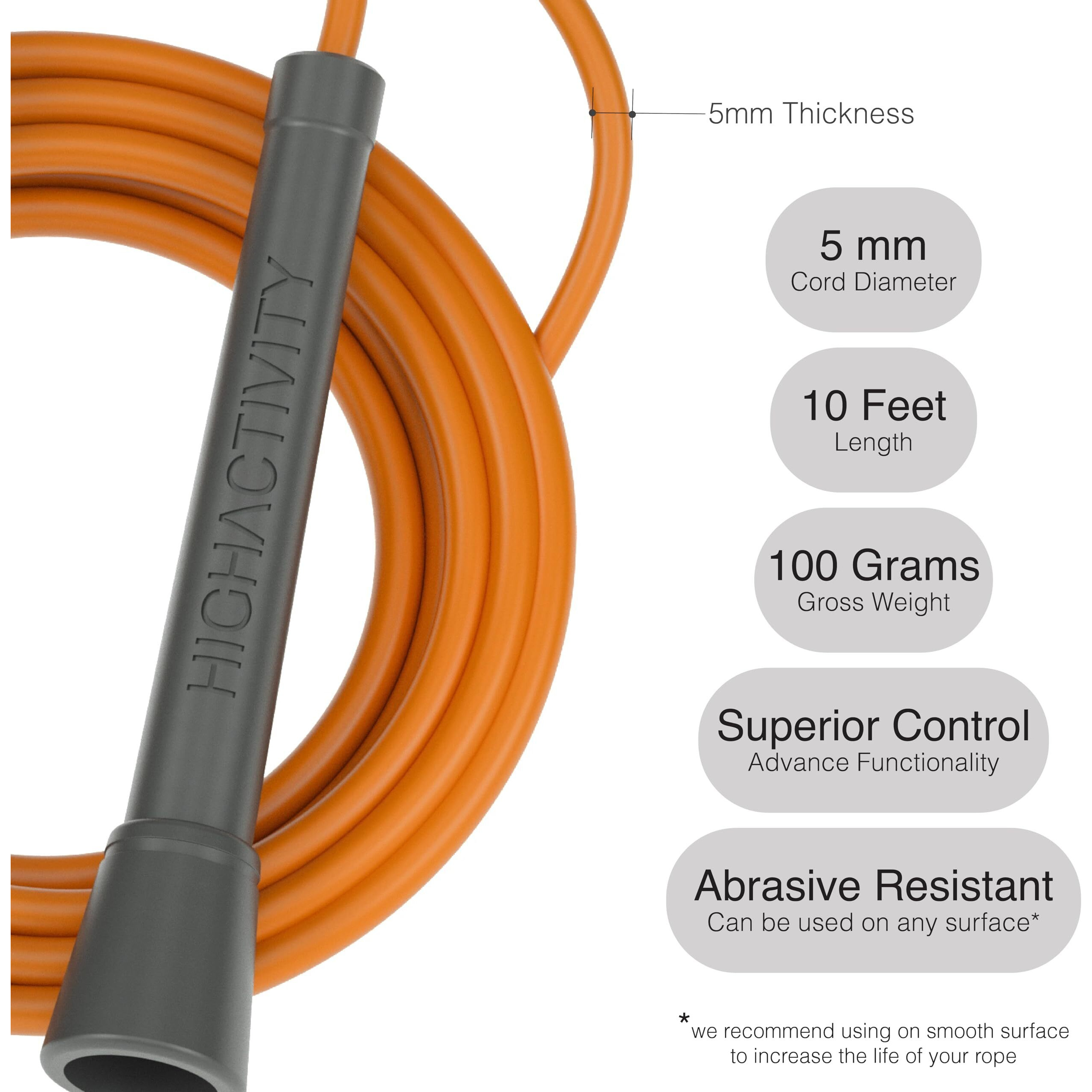 High Activity- Skipping Rope for Men and Women Jumping Rope With Adjustable Height Speed Skipping Rope for Exercise, Gym, Sports Fitness Adjustable Jump Rope (Autumn Orange)