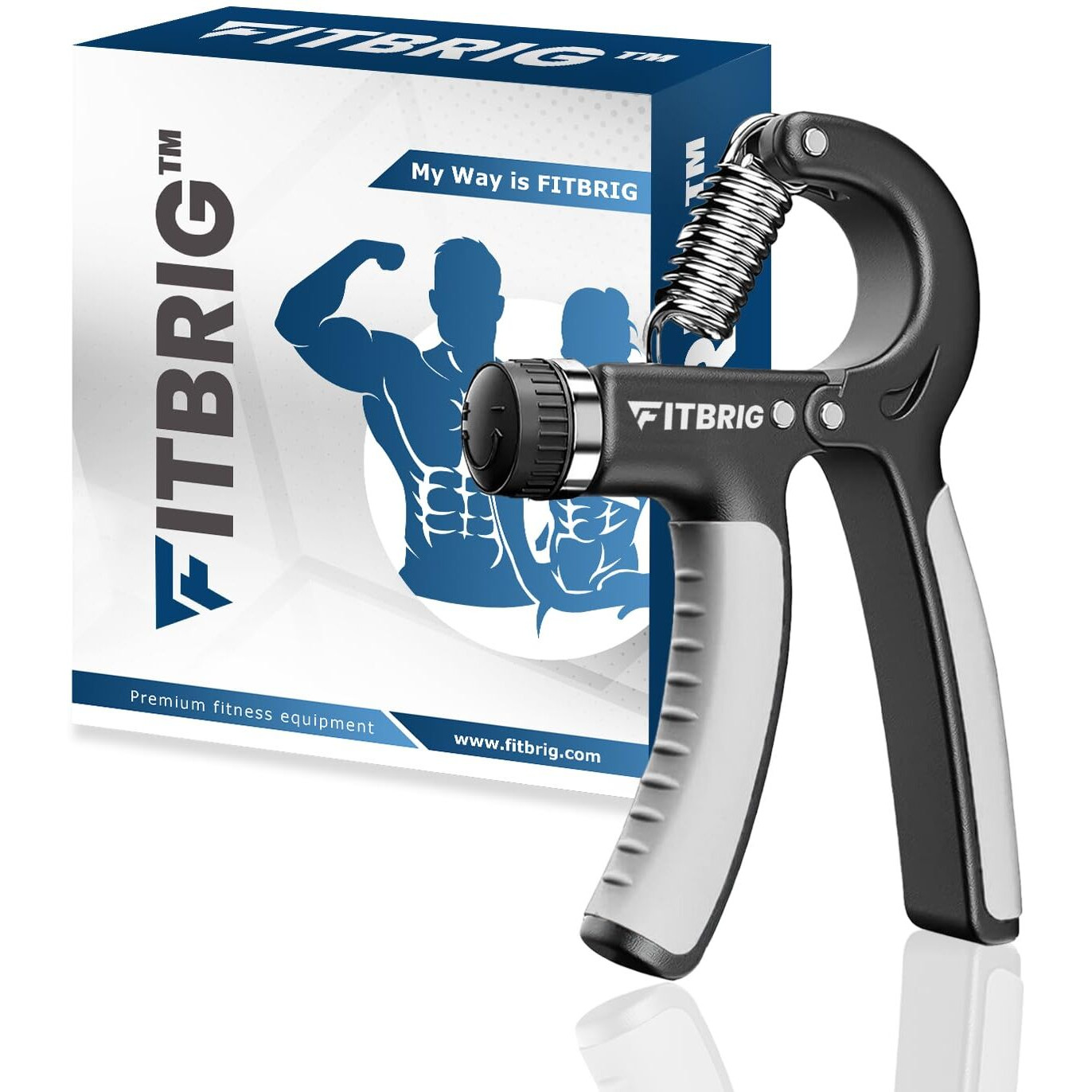 FITBRIG Professional Adjustable Hand Grip Strengthener Home Gym Workout Exercise Equipment Perfect for Finger & Forearm Hand Exercises & Strength Building for Men & Women (Grey)
