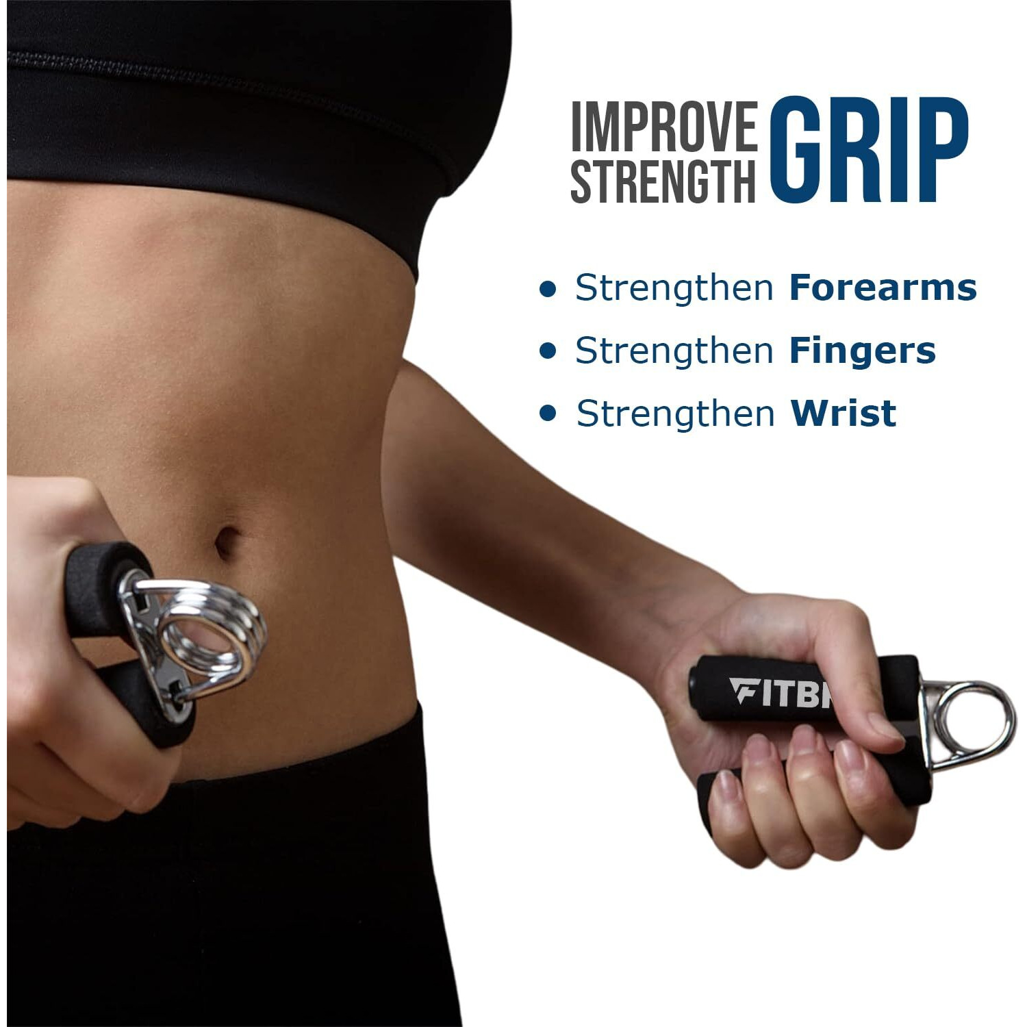 FITBRIG Power Hand Grip Strengthener with Foam Handle, Hand Gripper Finger Exerciser for Gym Workout Hand Exercise Equipment Forearm Exercise, Finger Exercise Power Gripper (Blue)