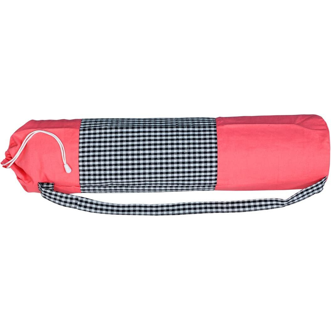 alemah Cotton Yoga Workout Mat Holder Cover Carry Bag only, with Draw String and Shoulder Strap, 28  Length x 6  Dia, Pink Multi (Pack of 1 Piece).