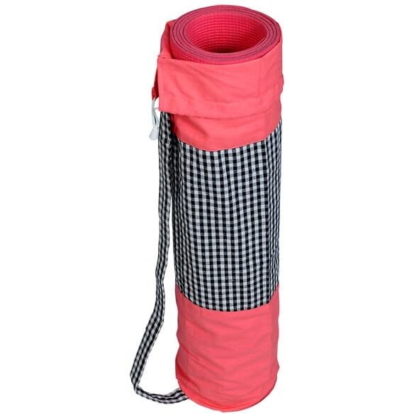alemah Cotton Yoga Workout Mat Holder Cover Carry Bag only, with Draw String and Shoulder Strap, 28  Length x 6  Dia, Pink Multi (Pack of 1 Piece).