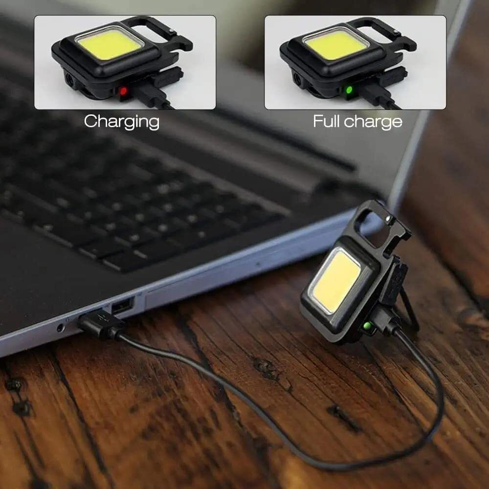 Mayameldi Keychain Led Light with Bottle Opener, Magnetic Base and Folding Bracket Mini Cob 800 lumens (2 Keychaine Light)