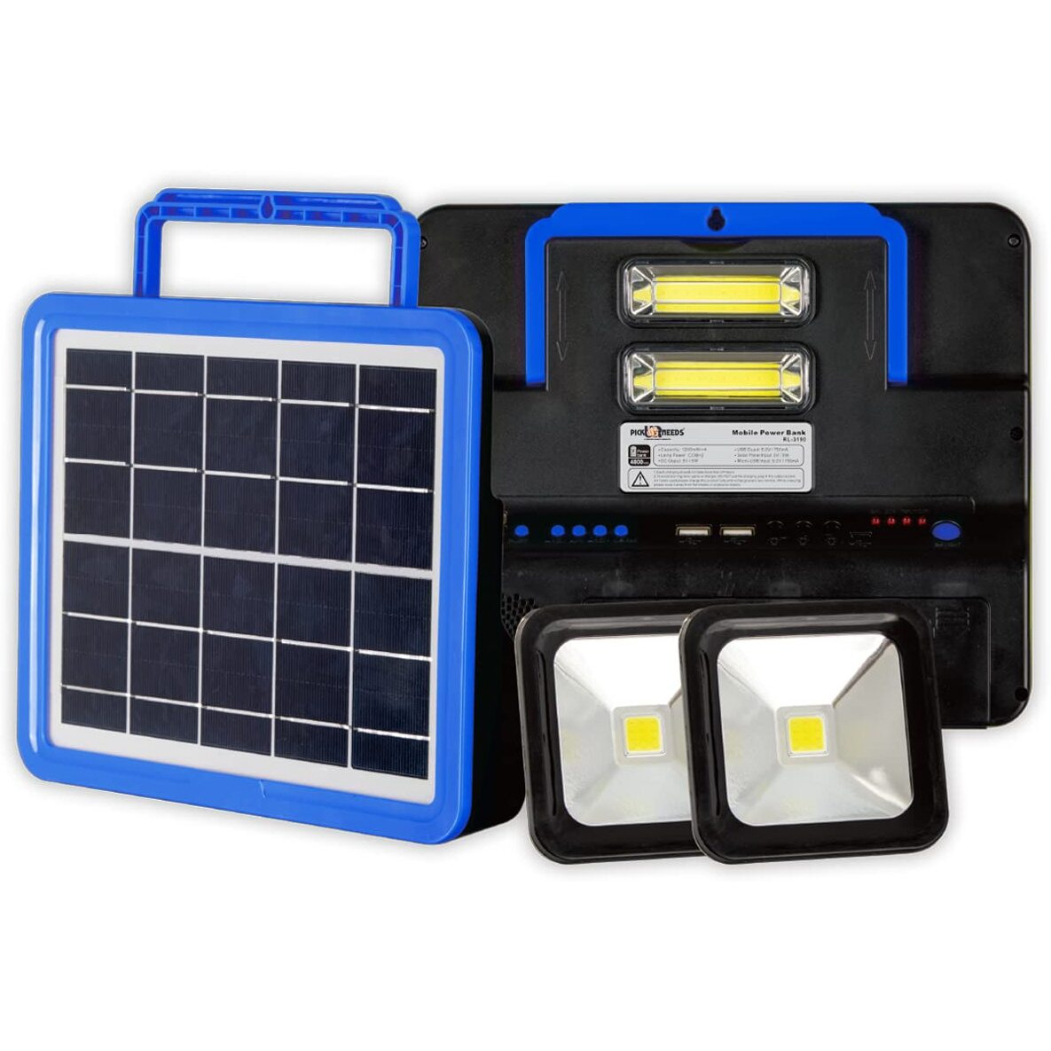 Pick Ur Needs Solar Rechargeable Emergency Lighting System with Radio & BT Music Function (Modern Blue)