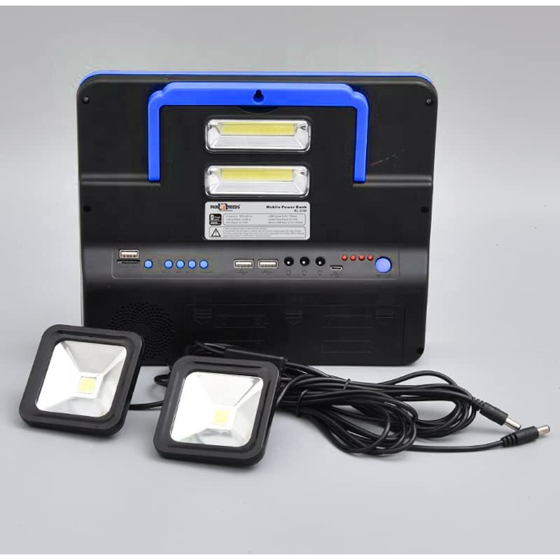 Pick Ur Needs Solar Rechargeable Emergency Lighting System with Radio & BT Music Function (Modern Blue)