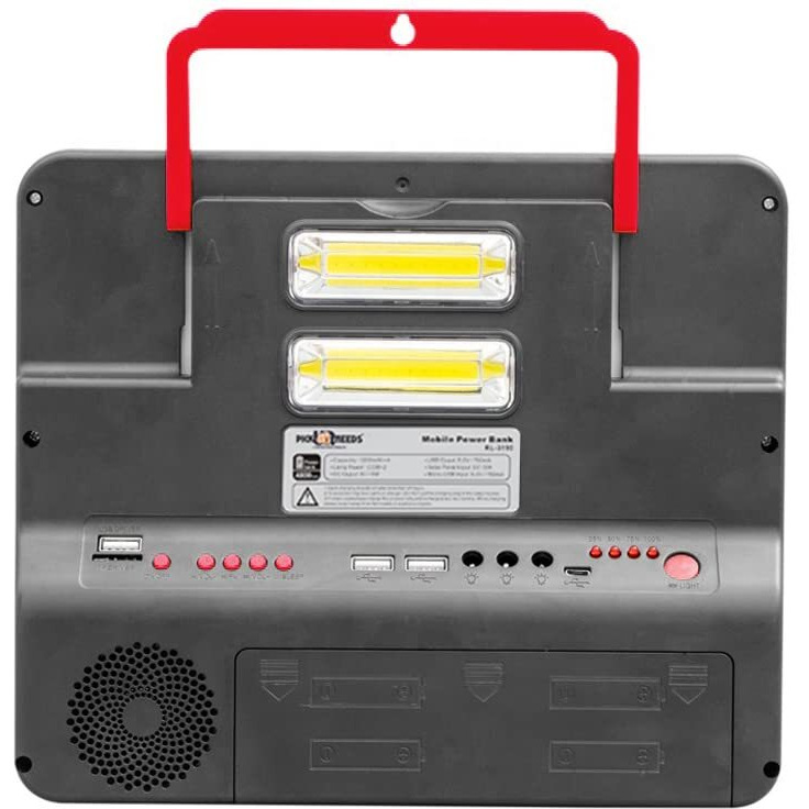 Pick Ur Needs Rechargeable Solar Emergency Lighting System with Radio & BT Music Function (Modern Red)