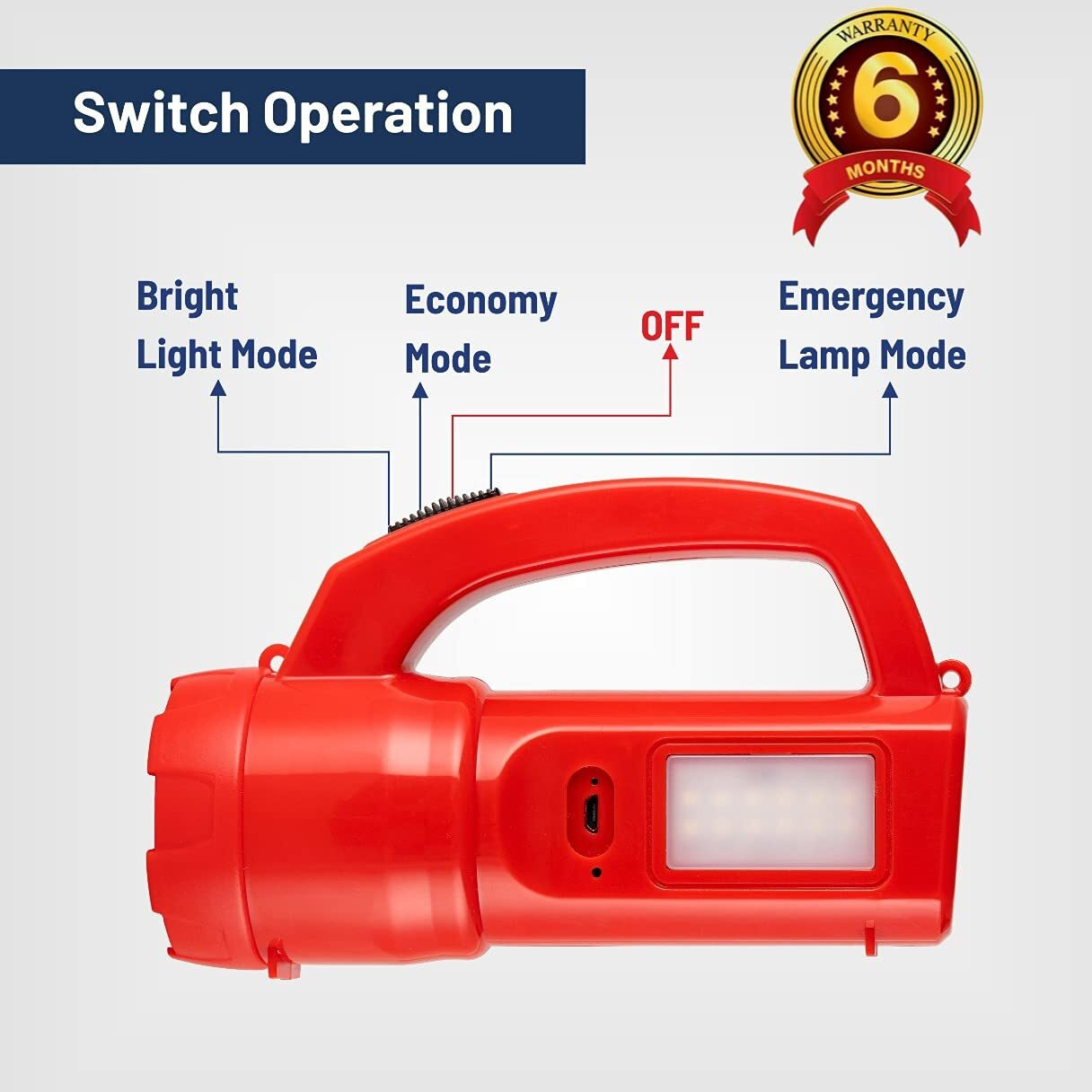 RISING Tini Long Range Focused Bright Beam Rechargeable LED Torch with 2000 mah Lithium ion Battery Flashlight for Farmers Camping Hiking Fishing Night Walk Security Torch