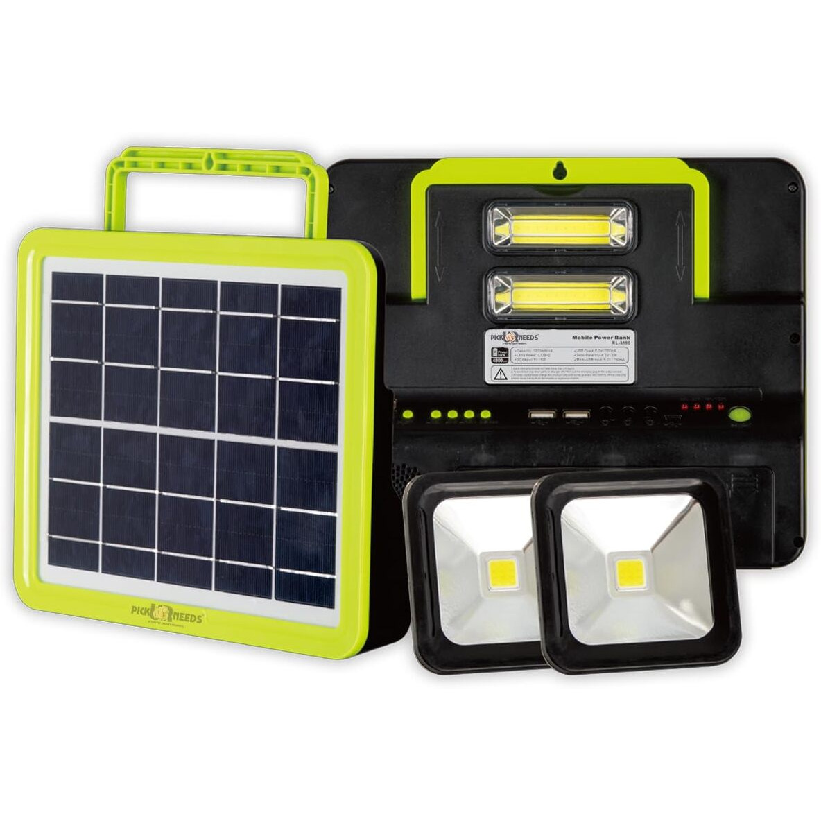 Pick Ur Needs Rechargeable Emergency Solar Lighting System with Radio & BT Music Function (Modern Green)