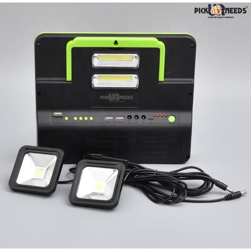Pick Ur Needs Rechargeable Emergency Solar Lighting System with Radio & BT Music Function (Modern Green)