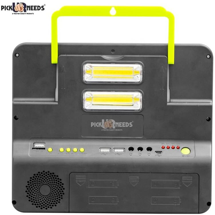 Pick Ur Needs Rechargeable Emergency Solar Lighting System with Radio & BT Music Function (Modern Green)
