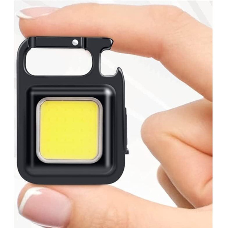 Mayameldi USB Rechargeable Keychain Led Light with Bottle Opener, Magnetic Base and Folding Bracket Mini Cob 1000 lumens Emergency Light Water Resistant Keychain Portable Pocket Light 4 Light Modes