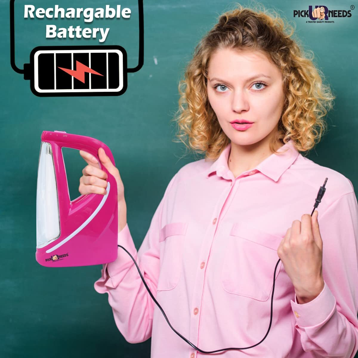 Pick Ur Needs Home Emergency Rechargeable Led Lantern Charging Tube Stand Light (Pink)