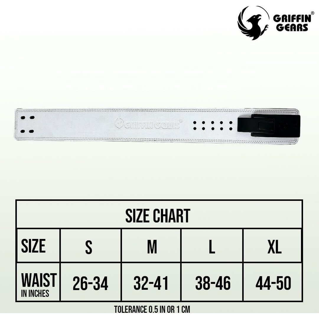 GRIFFIN GEARS Powerlifting Lever Gym Black Buckle With White Abstract Print Power 10MM Extreme Heavy Duty Genuine Leather Belts-Squats Deadlifts Bodybuilding Weight Lifting for Men & Women(S-26 -34 )