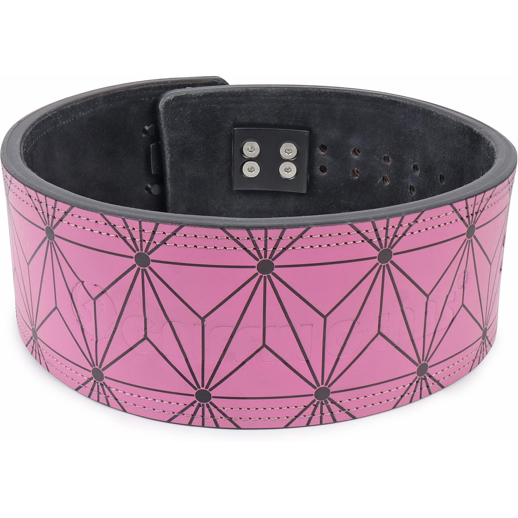 GRIFFIN GEARS Powerlifting Lever Gym Black Buckle With Pink Abstract Print Power 13MM Extreme Heavy Duty Genuine Leather Belts-Squats Deadlifts Bodybuilding Weight Lifting for Men & Women (S-26 -34 )