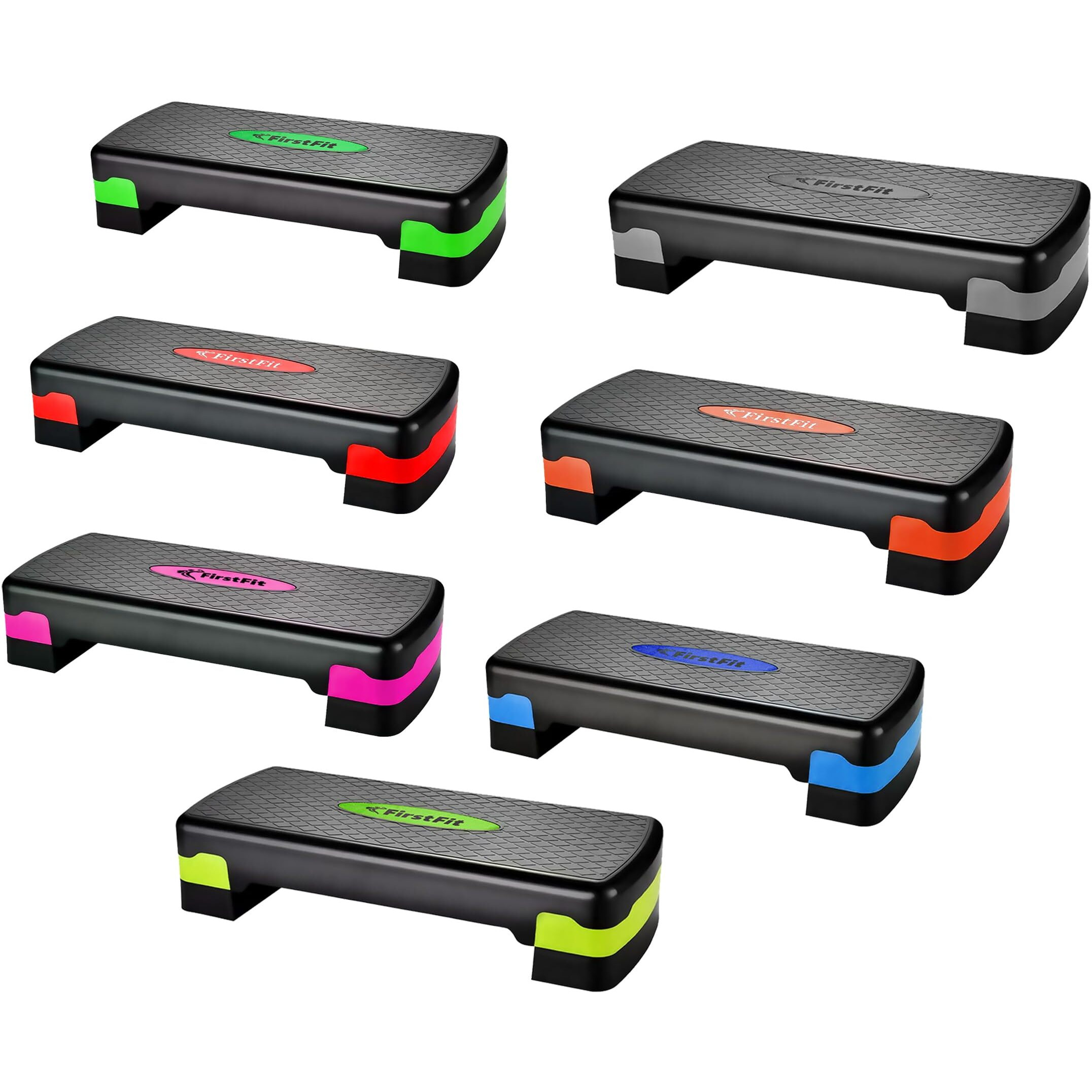FirstFit Exercise Step Platform Aerobic Stepper Bench, Workout Deck with Adjustable Riser Height - (Pack of 1)