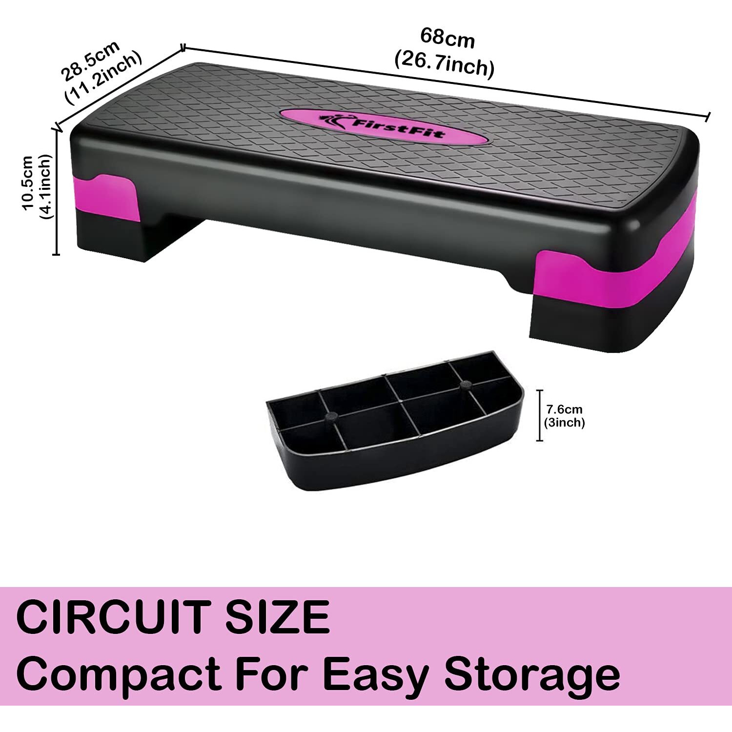 FirstFit Exercise Step Platform Aerobic Stepper Bench, Workout Deck with Adjustable Riser Height - (Pack of 1)