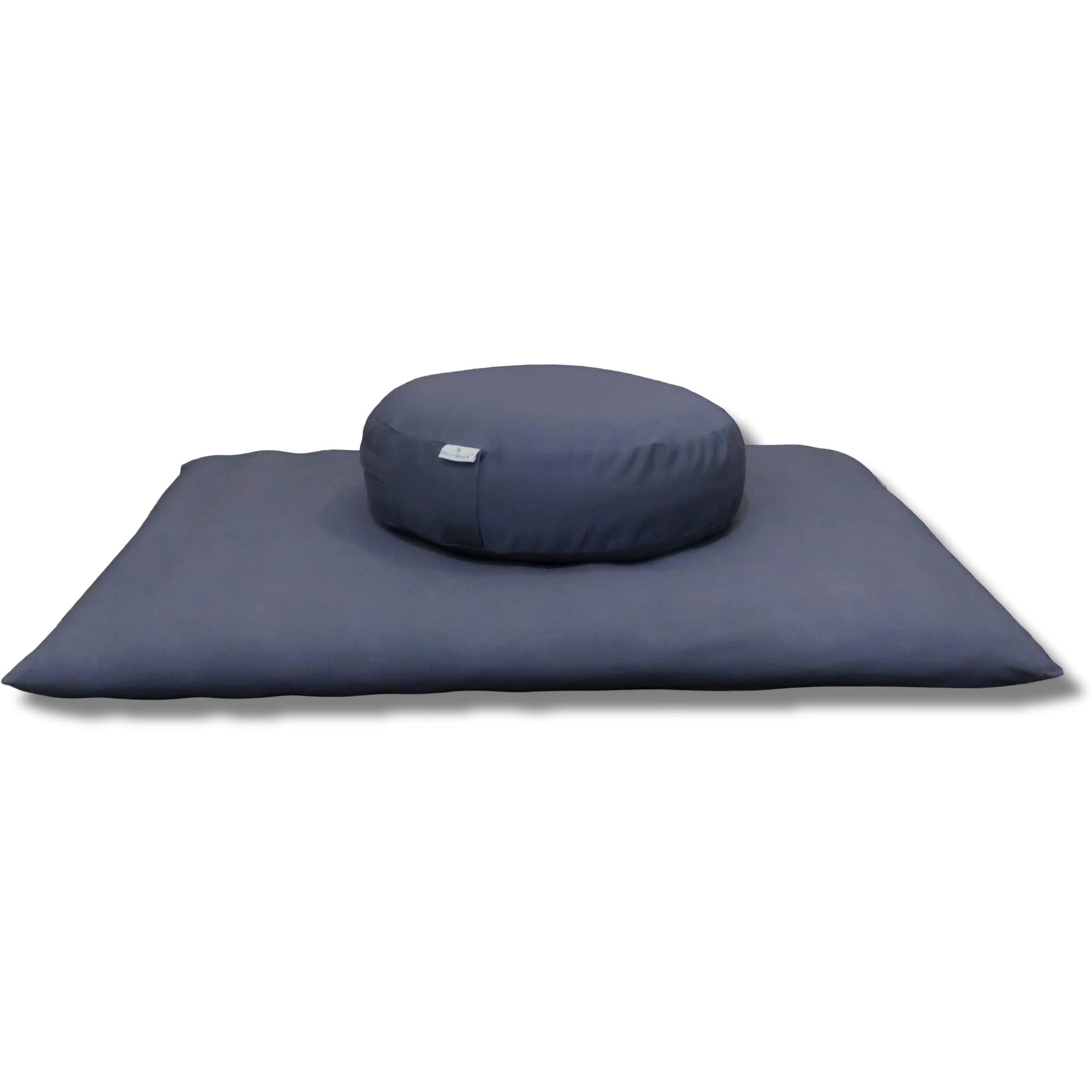 NutriBuck ZAFU & Zabuton Meditation Yoga Mat Cushion Combo Filled with Buckwheat Hulls (Round Zafu and Zabuton (Grey))