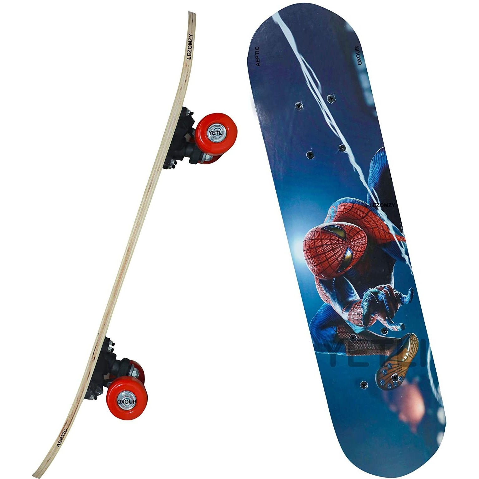 OXOUR  Portable Handheld Skateboard, 23  X 6 Light Flashing 4 Wheels Skate Boards, Mini Cruiser Skateboard, Beginners Longboard, for Kids Adults - Black