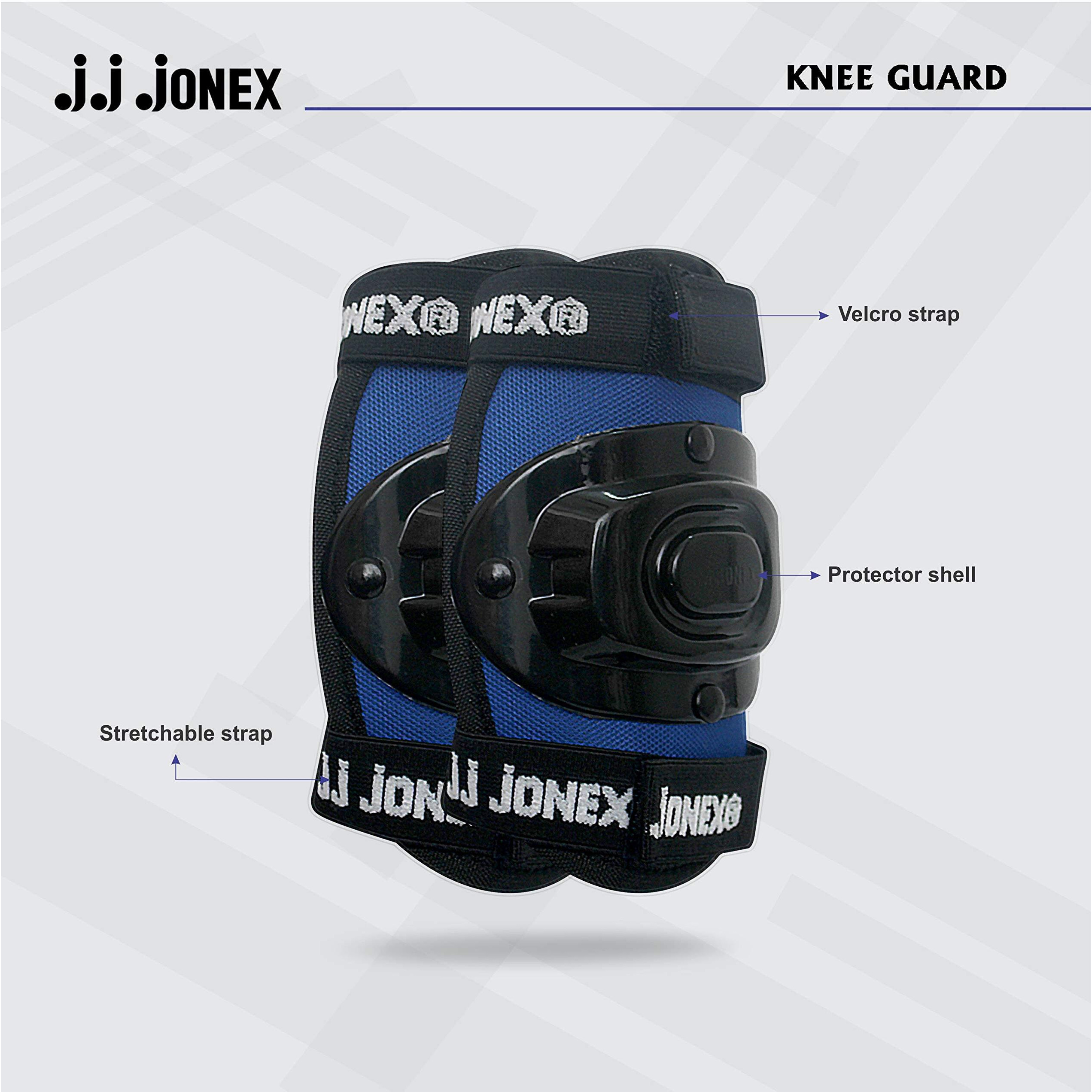 JJ JONEX Protective Set Skating and Cycling for Age 8 to 11 Years Skating Guard Combo (Medium, Black Blue) (MYC)