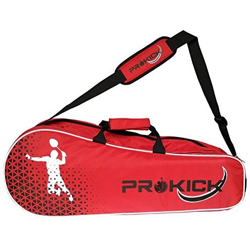 Prokick Polyester, nylon lining Badminton Kitbag with Double Zipper Compartments - Red Black