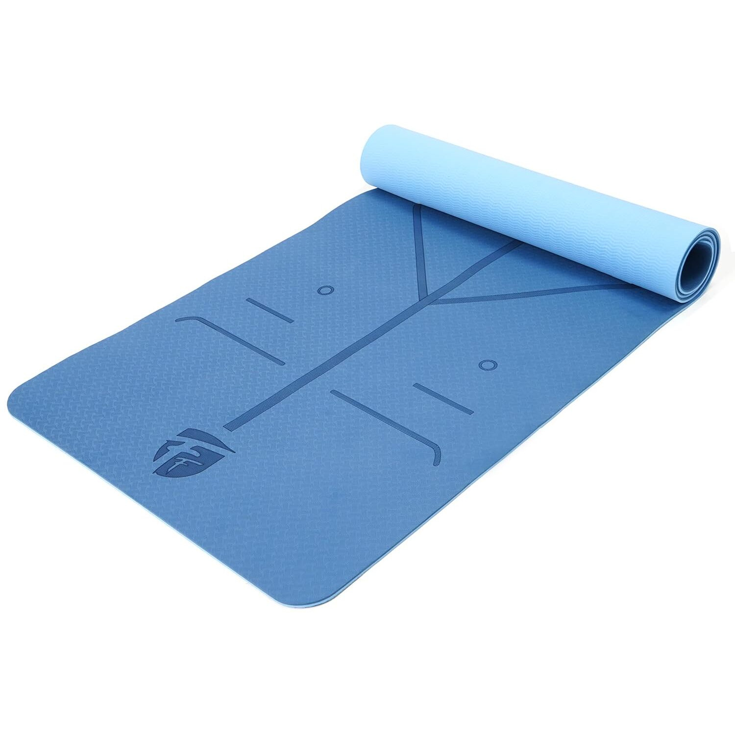 Olivio 6 MM TPE Yoga Mat, Exercise Mat with Alignment System for Hot Yoga, Pilates & Stretching, Home Gym Workout Mat with Carrying Strap & Bag - 72 x24 x 6mm - Sky Blue