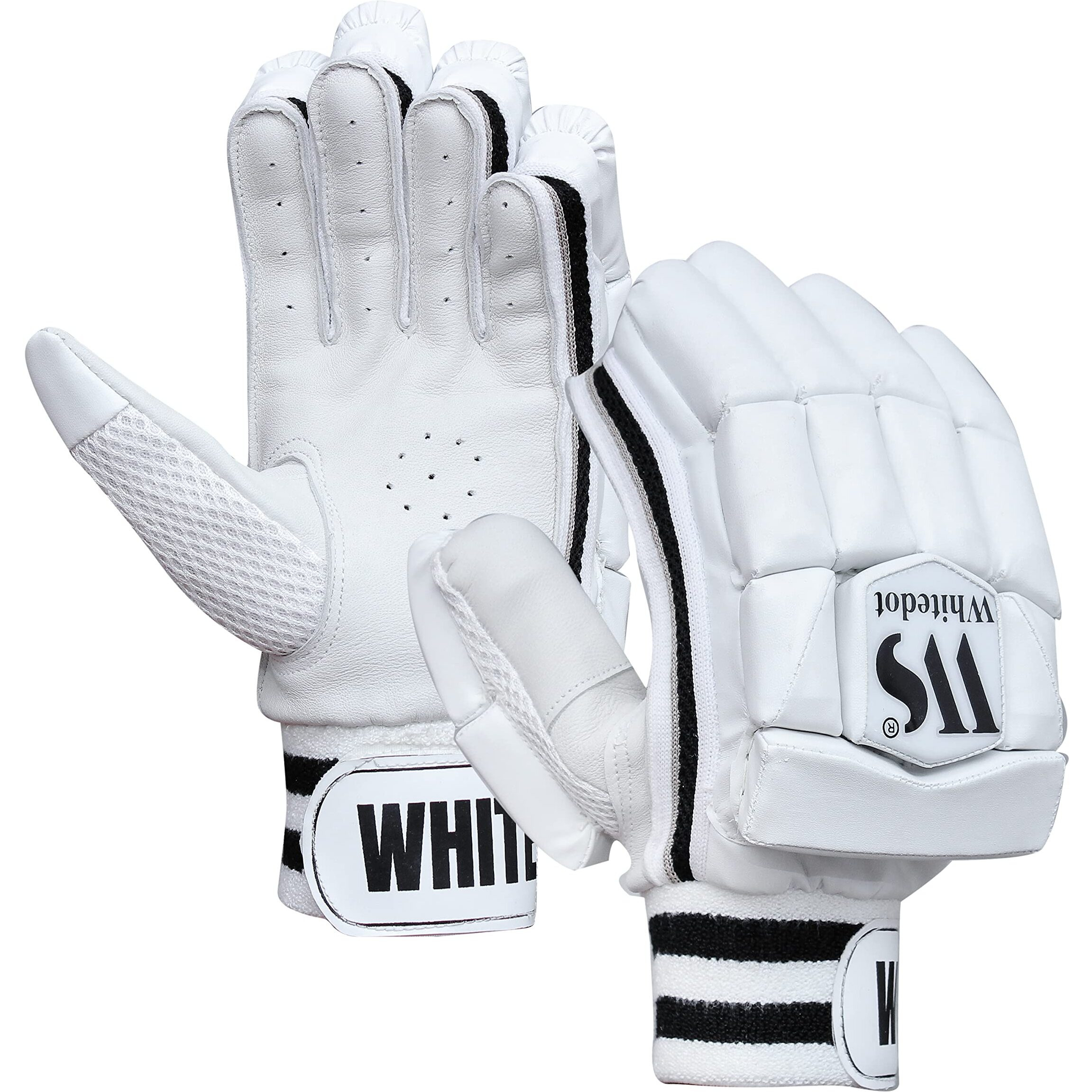 Whitedot Capital PU Cricket Batting Gloves (Black Mens Adult Right Hand)