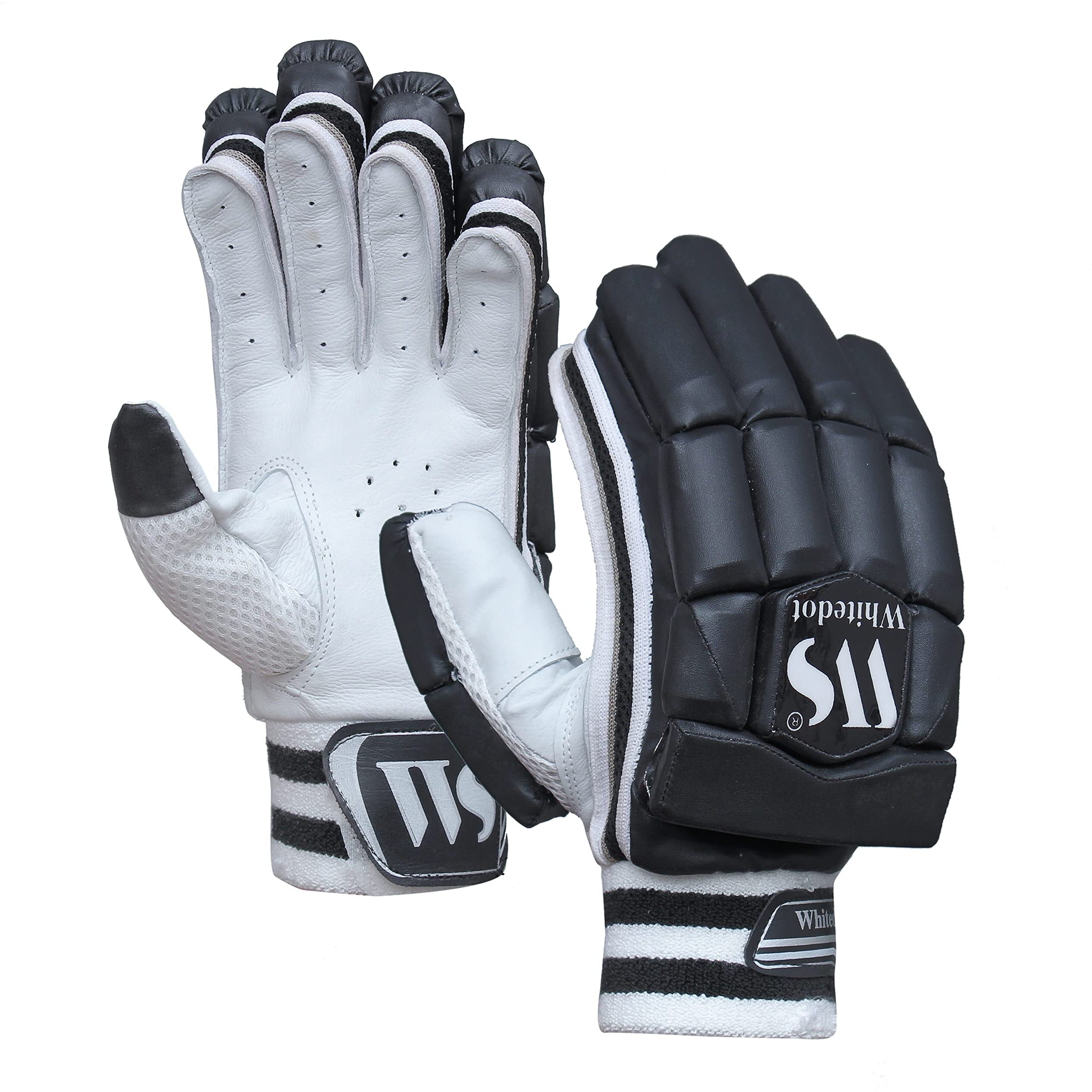 Whitedot Capital PU Cricket Batting Gloves (Black Boys Small Right Hand)