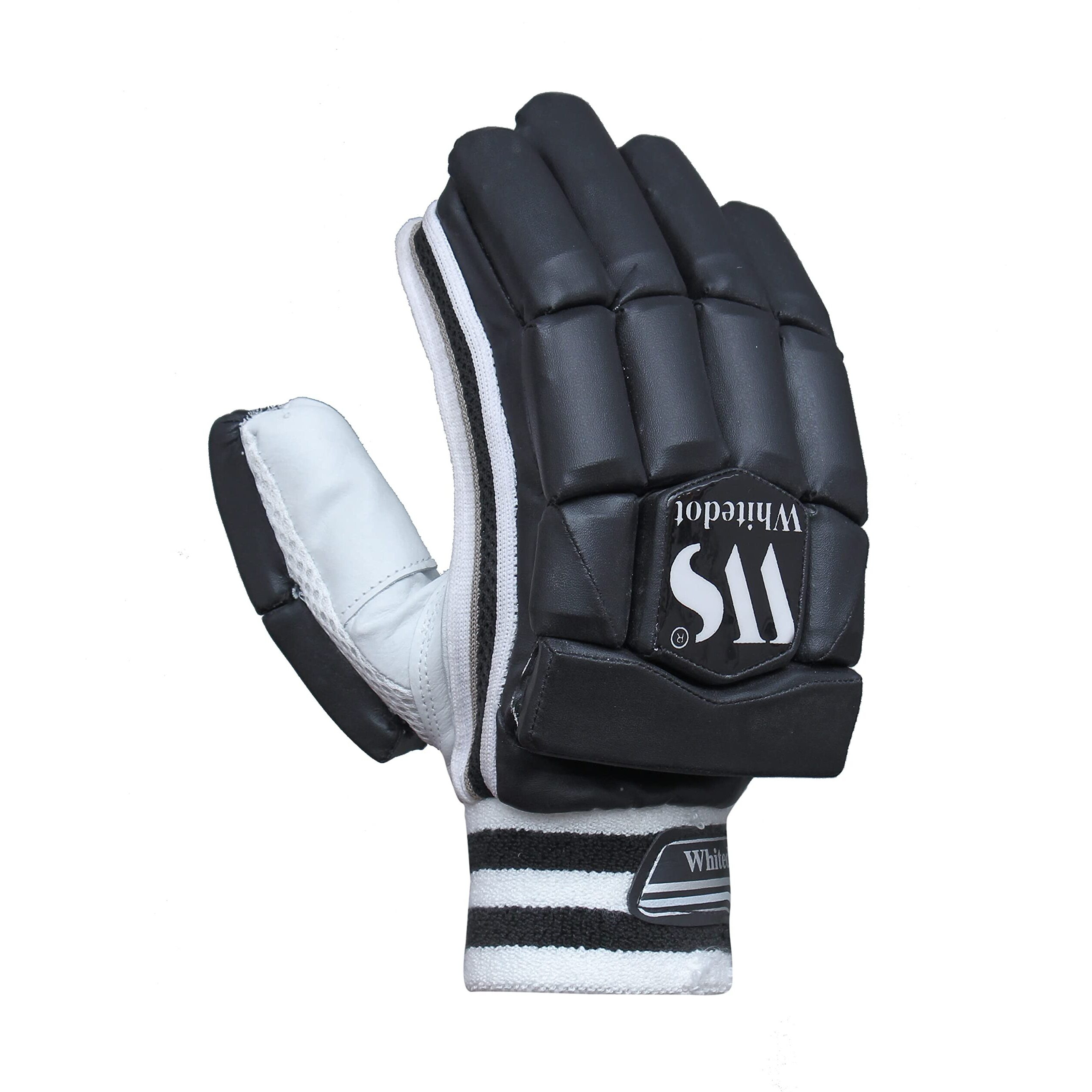 Whitedot Capital PU Cricket Batting Gloves (Black Boys Small Right Hand)