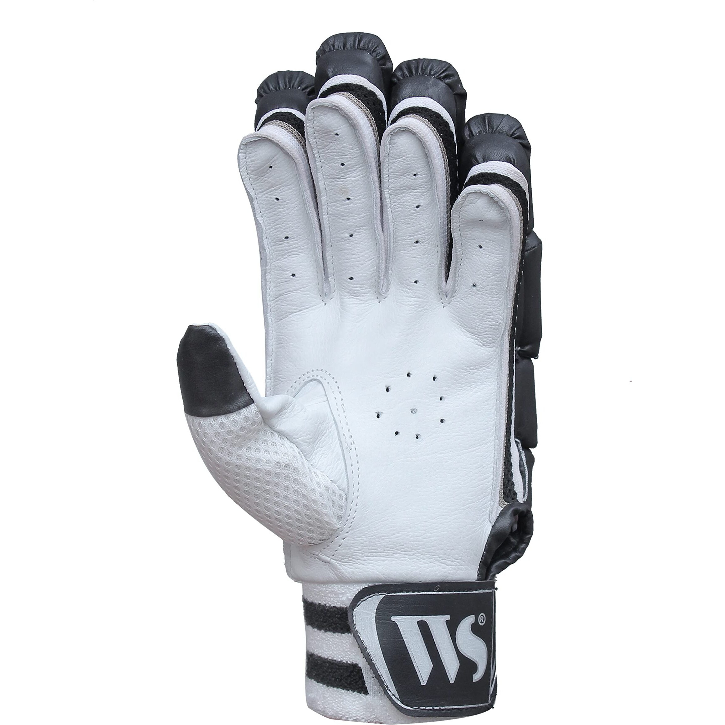 Whitedot Capital PU Cricket Batting Gloves (Black Boys Small Right Hand)