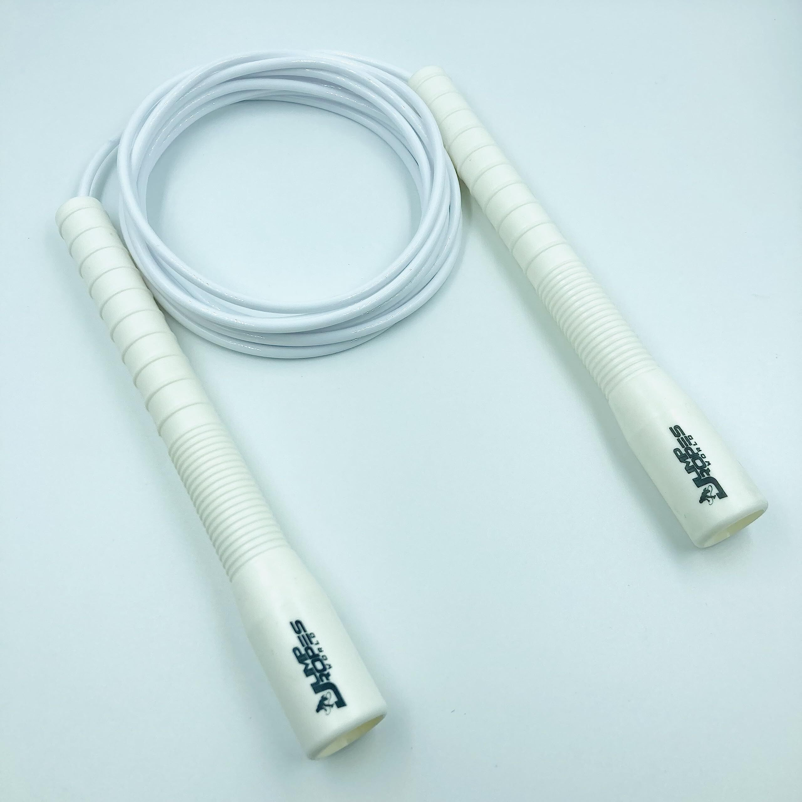 JUMP ROPES WORLD, LONG HANDLE 4MM | FREESTYLE ADJUSTABLE PVC | SKIPPING ROPE FOR MENS | (10ft, White)