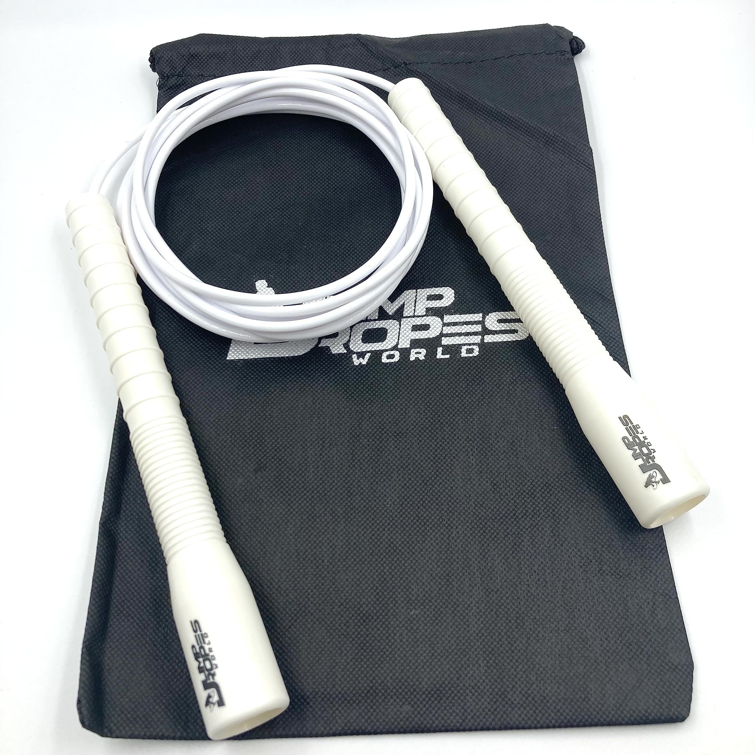 JUMP ROPES WORLD, LONG HANDLE 4MM | FREESTYLE ADJUSTABLE PVC | SKIPPING ROPE FOR MENS | (10ft, White)
