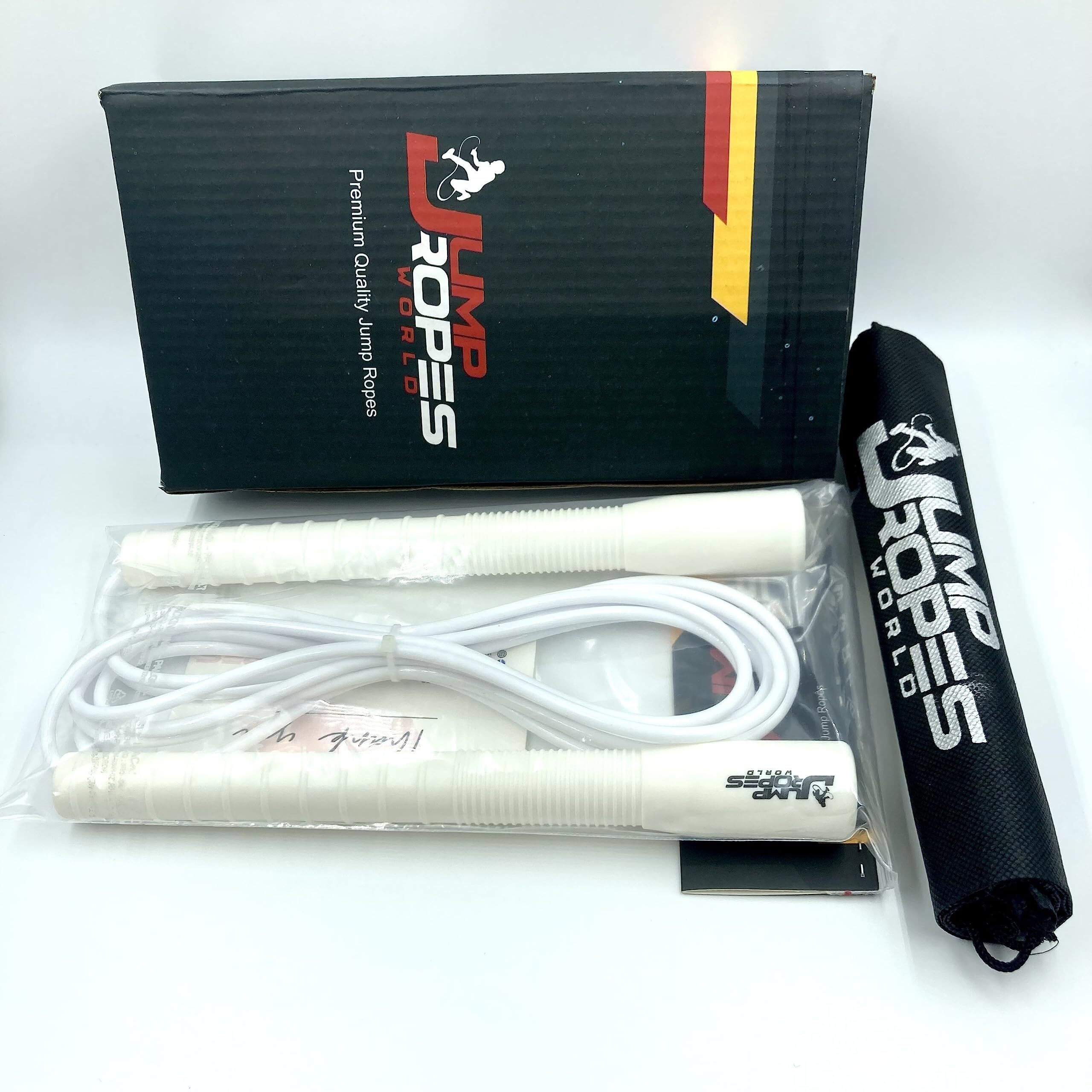 JUMP ROPES WORLD, LONG HANDLE 4MM | FREESTYLE ADJUSTABLE PVC | SKIPPING ROPE FOR MENS | (10ft, White)