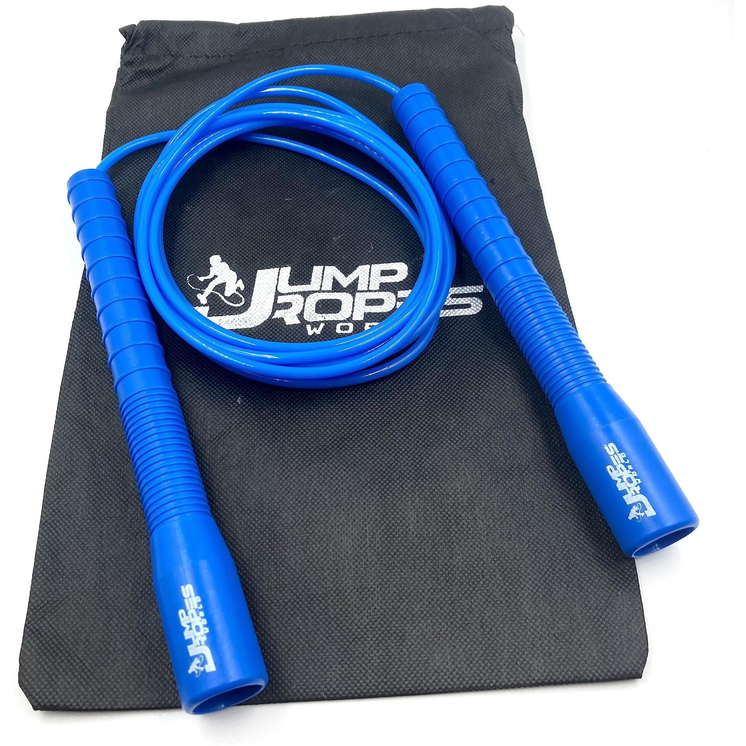 JUMP ROPES WORLD, LONG HANDLE 4MM | FREESTYLE ADJUSTABLE PVC | SKIPPING ROPE FOR MENS | (10ft, Blue)